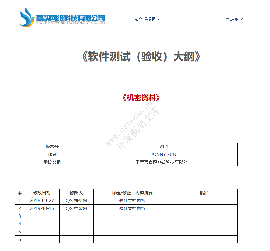 软件测试（验收）大纲docx文件下载 - CSCODE.NET