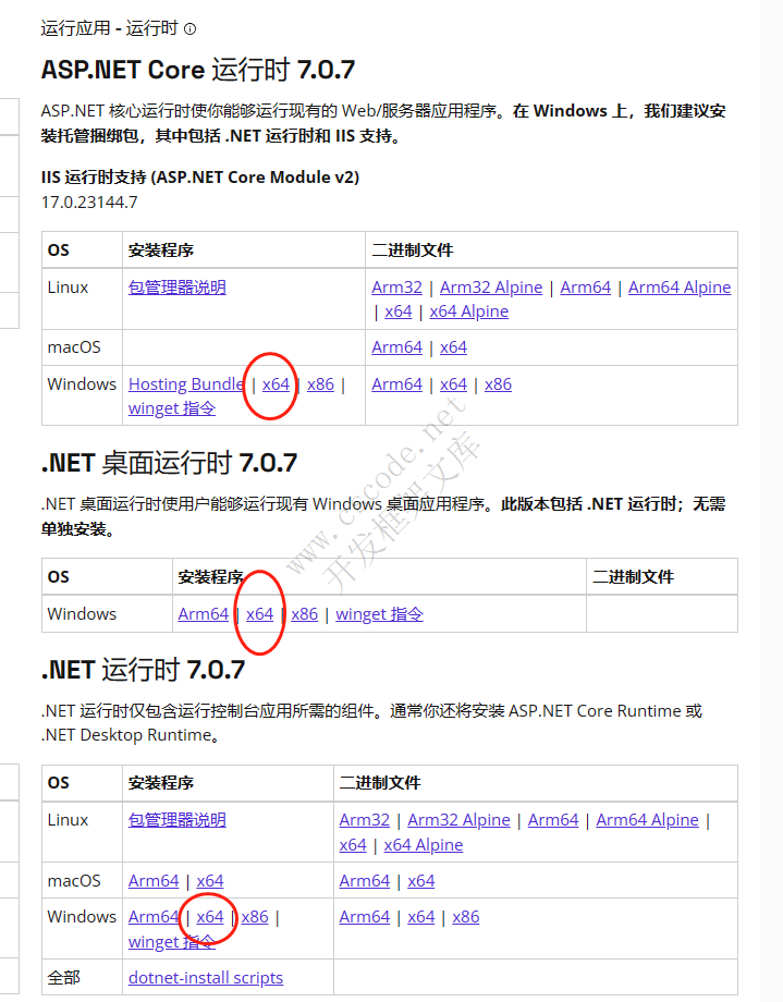 .NET7 .NETCore运行环境下载