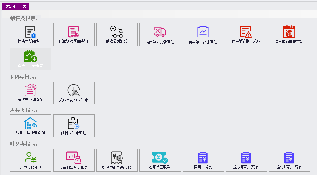 决策分析报表-纸箱ERP,彩箱ERP软件2023最新版本