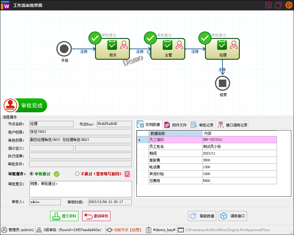 CSFramework.Workflow - 可视化工作流引擎 - 工作流程设计图主管、经理3级审批