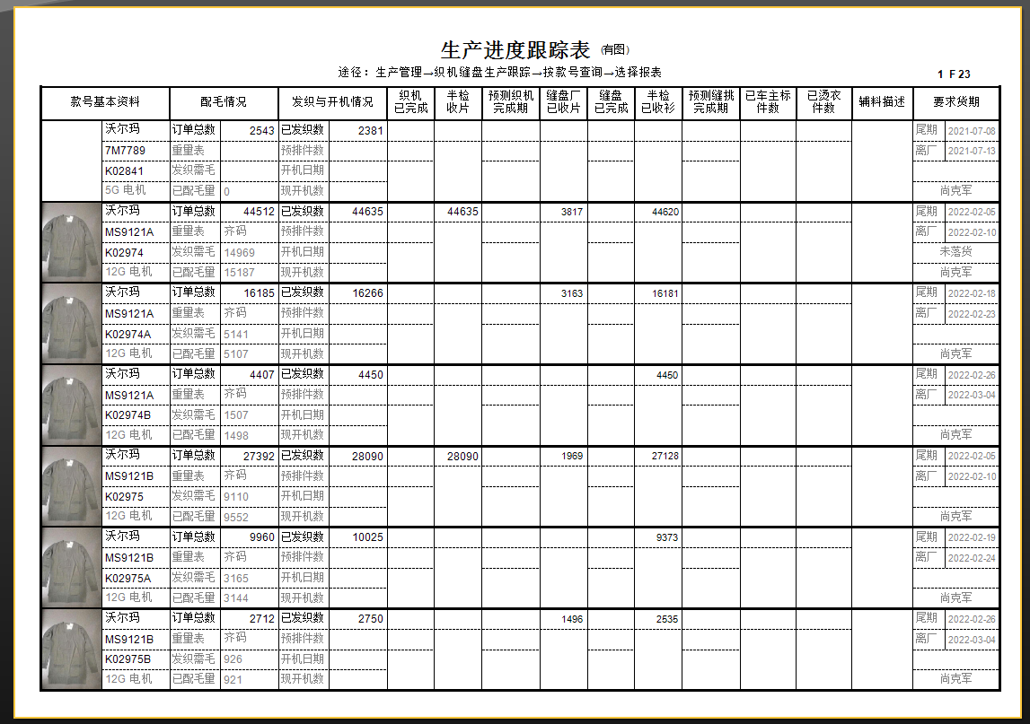 毛衫行业ERP系统用户操作手册 - 织机缝盘生产跟踪