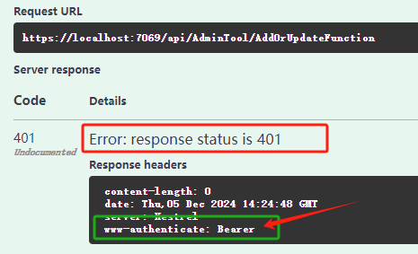 调用WebApi接口报错：Error: response status is 401