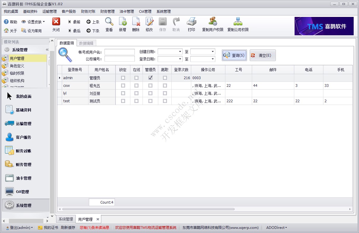 系统管理模块 - 用户管理